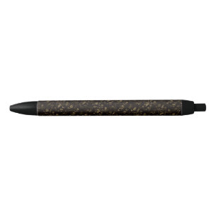 Glam gold leaves pattern brown black ink pen