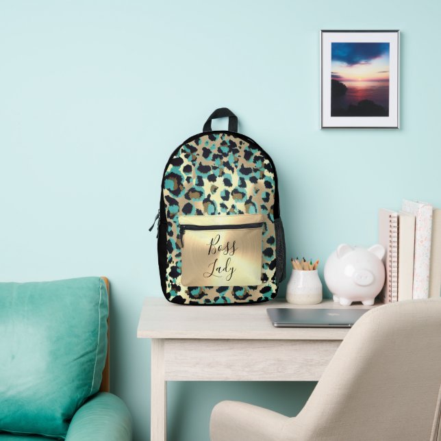 Glam Gold Leopard Boss Lady  Printed Backpack (Insitu)