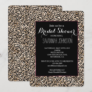 Glam Gold Leopard Print bridal shower Invitation