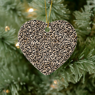 Glam Gold Leopard Print Ceramic Ornament