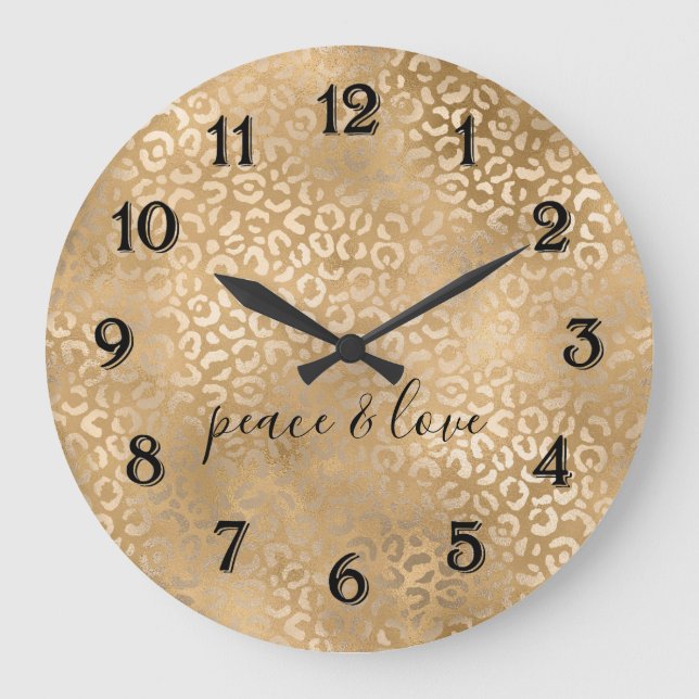 Glam Gold Leopard Print Large Clock (Front)