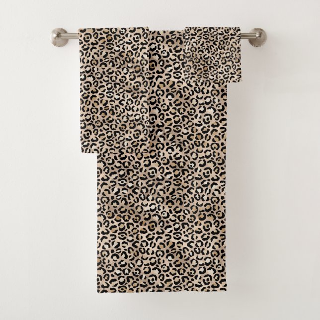 Glam Gold Leopard Print Ombre Bath Towel Set (Insitu)