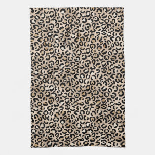 Glam Gold Leopard Print Ombre Tea Towel