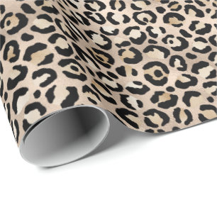 Glam Gold Leopard Print Ombre Wrapping Paper