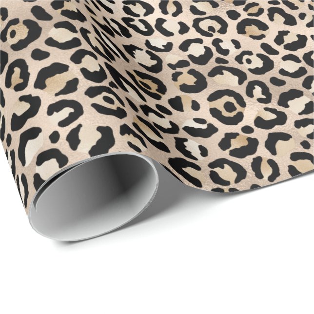 Glam Gold Leopard Print Ombre Wrapping Paper (Roll Corner)