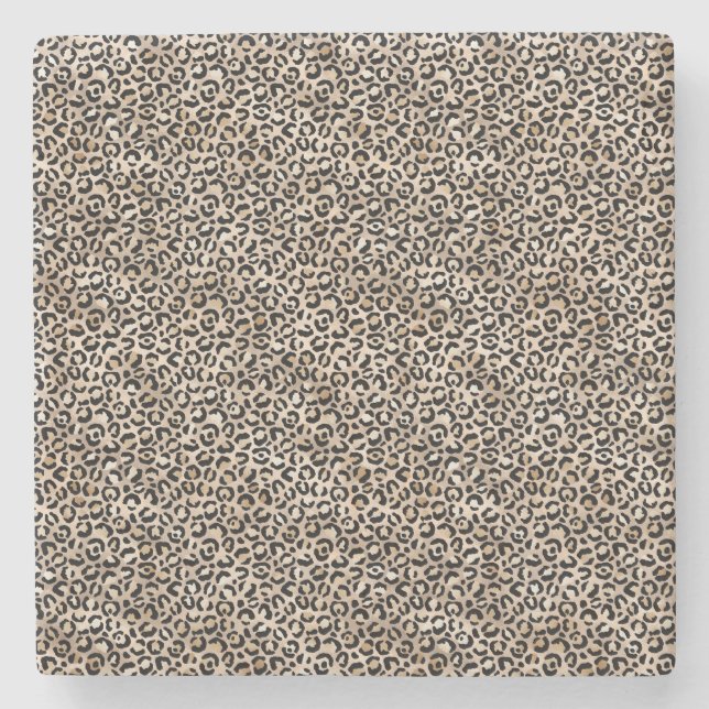 Glam Gold Leopard Print Stone Coaster (Front)