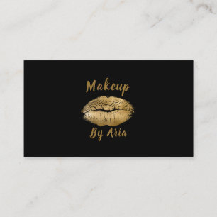 Glam Gold Lips Kiss Black Makeup Artist Business Card