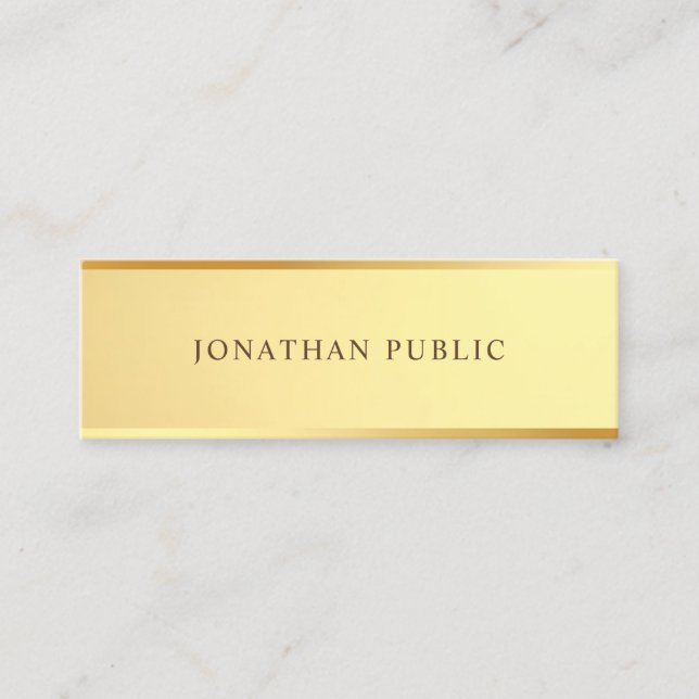 Glam Gold Look Template Elegant Modern Simple Mini Business Card (Front)