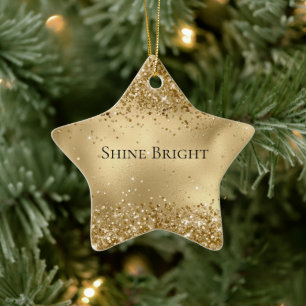 Glam Gold Luxe Glitzy Sparkle Glitter   Ceramic Ornament