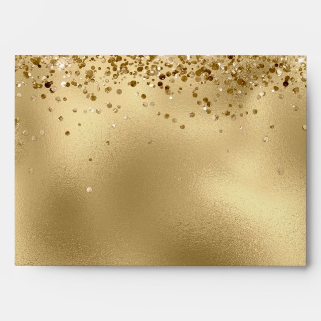 Glam Gold Luxe Glitzy Sparkle Glitter  Envelope (Front)