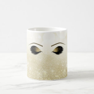 Glam Gold Makeup Eyes & Lashes Personalised Coffee Mug