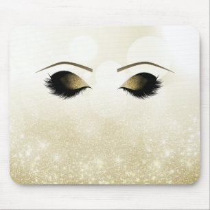 Glam Gold Makeup Eyes & Lashes Personalised Mouse Pad