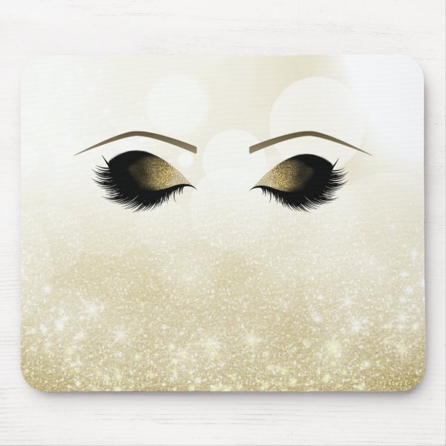 Glam Gold Makeup Eyes & Lashes Personalised Mouse Pad (Front)