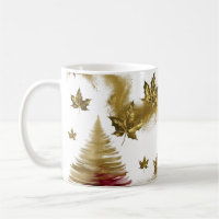 Glam Gold Maple Leaves Abstract Christmas Tree 