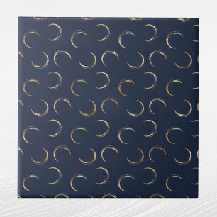 Glam Gold Moons Navy Blue Ceramic Tile