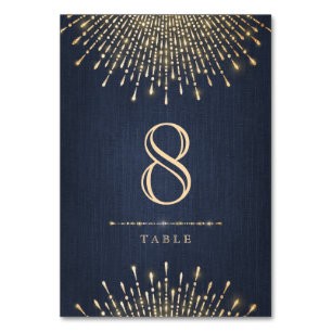Glam gold navy art deco vintage wedding table number