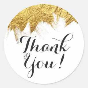 Glam Gold Paint on White Modern Stylist Thank You Classic Round Sticker
