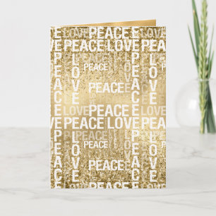 Glam Gold Peace Love Glitter Card