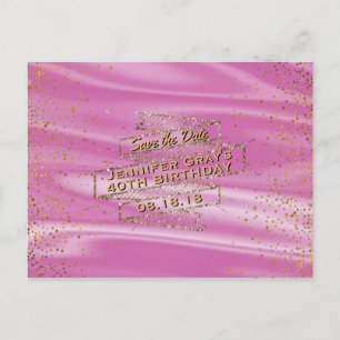 Glam Gold Pink Save the Date Womans Birthday Party Announcement Postcard