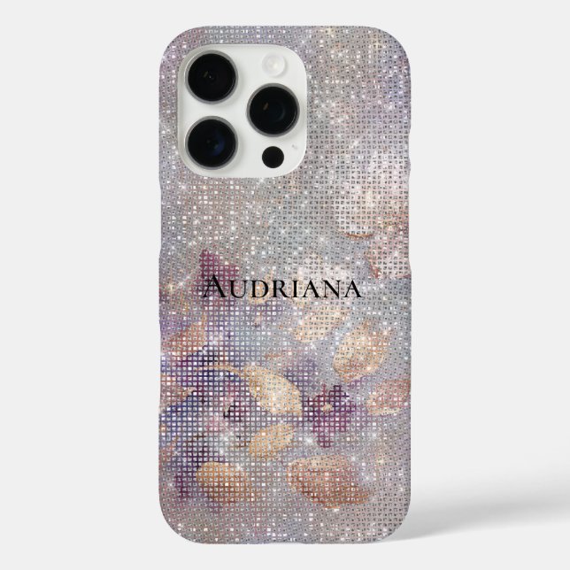 Glam Gold Purple Floral Sparkle   Case-Mate iPhone Case (Back)
