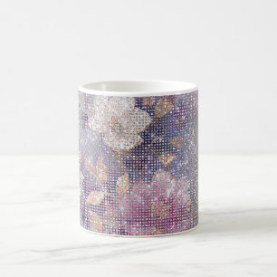 Glam Gold Purple Floral Sparkle Coffee Mug