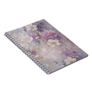 Glam Gold Purple Floral Sparkle Notebook