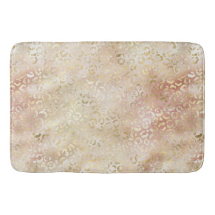 Glam Gold Rose Blush Pink Leopard Print Bath Mat