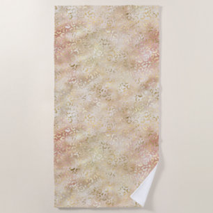 Glam Gold Rose Blush Pink Leopard Print Beach Towel