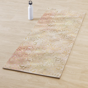 Glam Gold Rose Blush Pink Leopard Print     Yoga Mat