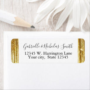 Glam Gold Stripes Return Address Label