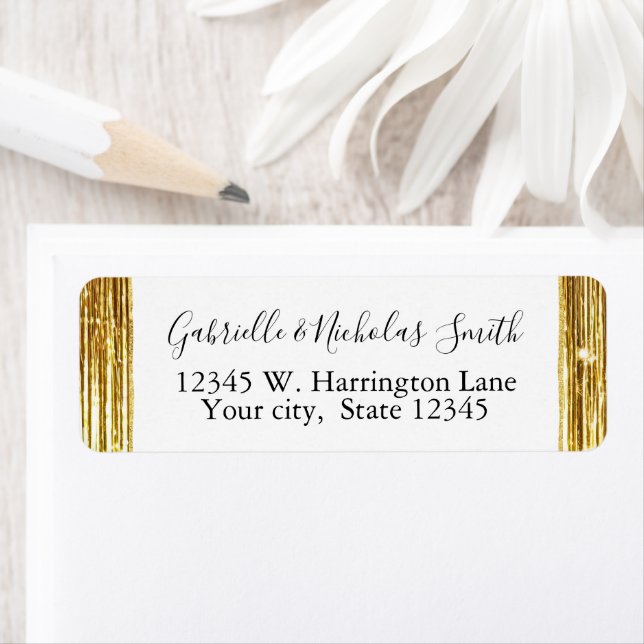 Glam Gold Stripes Return Address Label (Insitu)