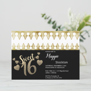Glam Gold Sweet 16 Invitation