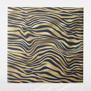 Glam Gold Tiger Print Navy Blue Ceramic Tile