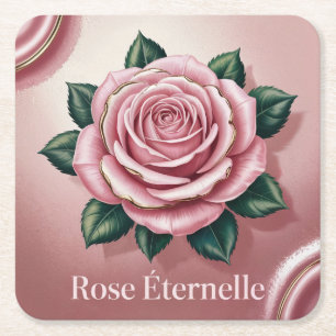 Glam Gold Trimmed Rose Gold Coaster Set