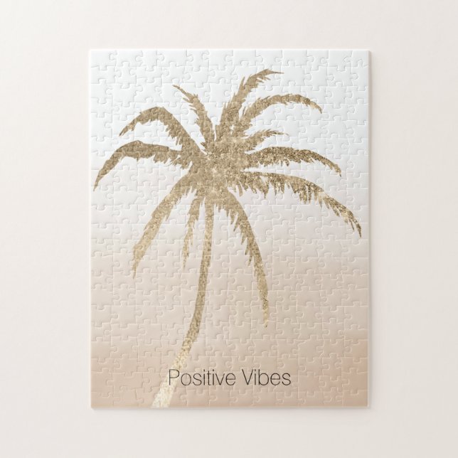  Glam Gold Tropical Palm ombre  Jigsaw Puzzle (Vertical)