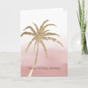  Glam Gold Tropical Palm Pink ombre       Card