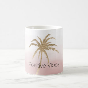 Glam Gold Tropical Palm Pink ombre           Coffee Mug
