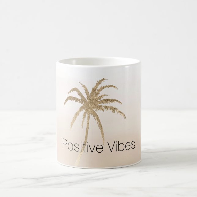 Glam Gold Tropical Palm Tree Ombre  Coffee Mug (Center)