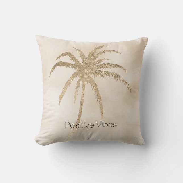 Glam Gold Tropical Palm Tree Ombre            Cushion (Front)