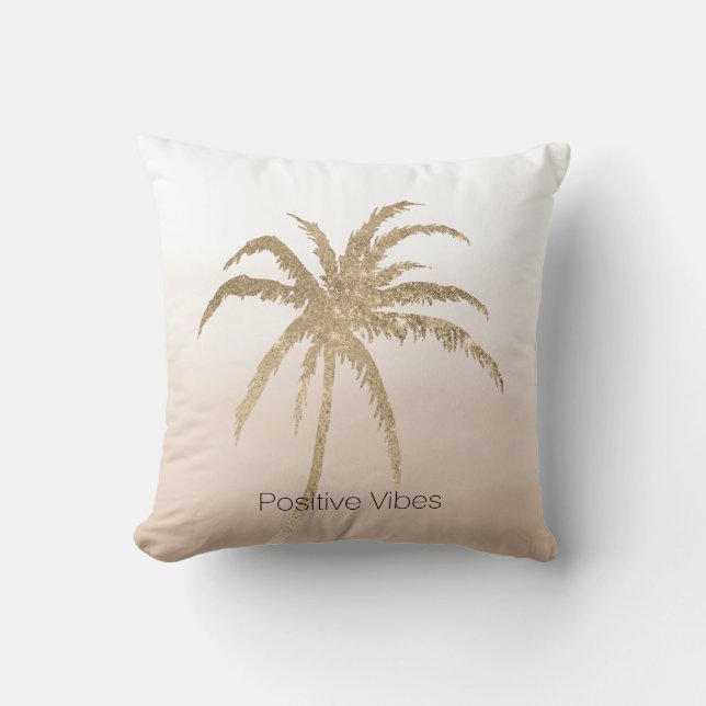 Glam Gold Tropical Palm Tree Ombre        Cushion (Front)