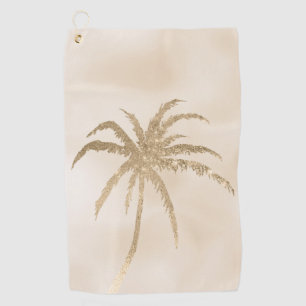 Glam Gold Tropical Palm Tree Ombre               Golf Towel
