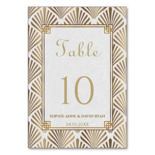 Glam Gold White Art Deco Roaring 20s Wedding Table Number
