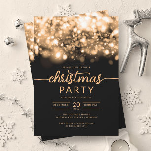Glam Gold Winter Sparkling Company Xmas Party  Invitation