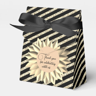 Glam Golden Flower Glittery Stripes Personalised  Favour Box