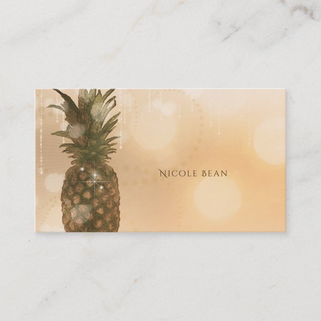 Glam Golden Pineapple Elegant Tropical Chic Glam Business Card (Front)