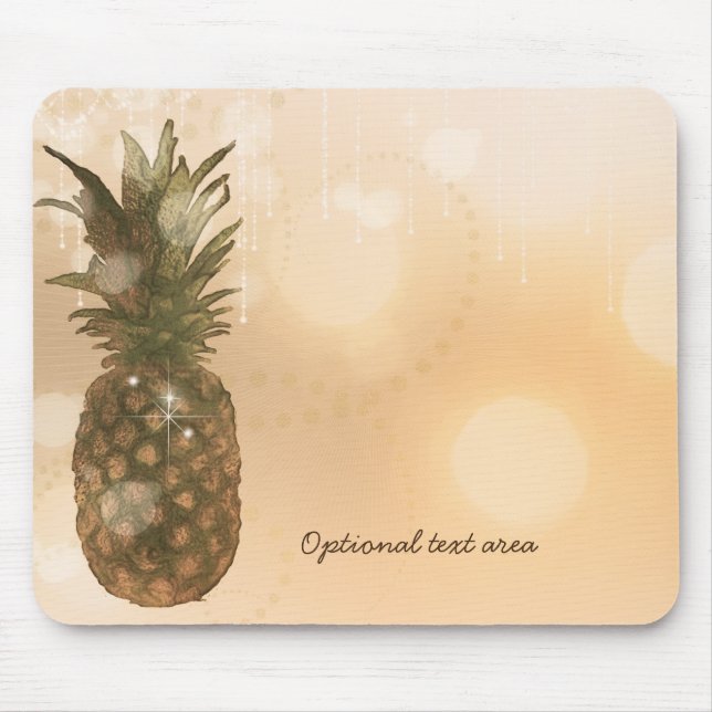 Glam Golden Pineapple Elegant Tropical Custom Mouse Pad (Front)