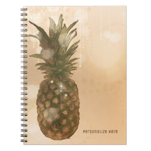 Glam Golden Pineapple Elegant Tropical Custom Notebook