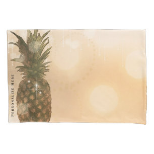 Glam Golden Pineapple Elegant Tropical Sparkle Pillowcase