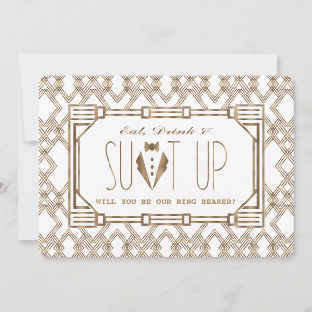 Glam Great Gatsby WILL YOU BE MY RING BEARER Invitation (Front)