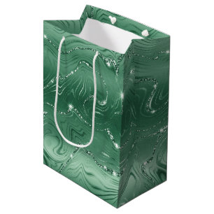 Glam Green Glittery Glitz  Medium Gift Bag